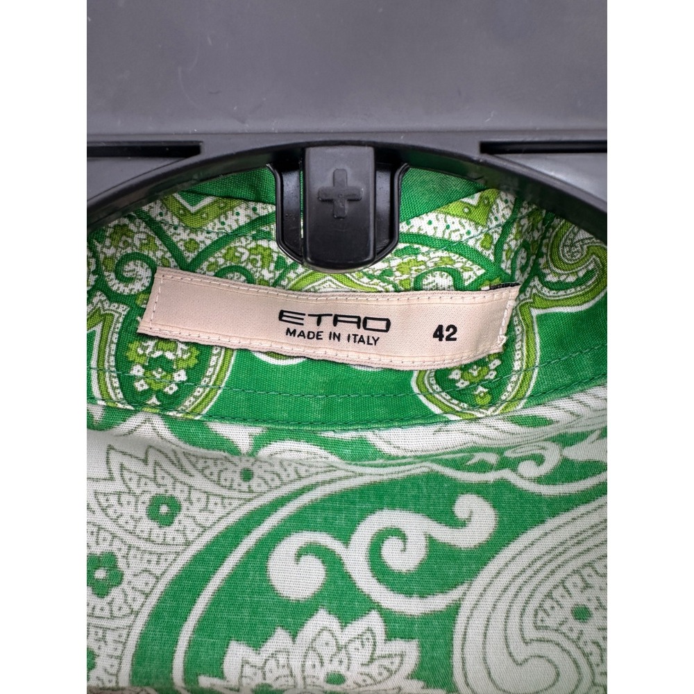 Etro Milano Green Paisley Print Button Down Shirt Made in Italy Size 42 - Picture 6 of 6